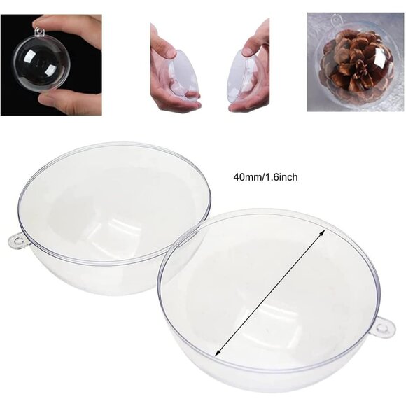50 Bath Bomb Molds Shells 1.6'' Clear DIY Crafting Ball Ornament ornament favor - Picture 4 of 9